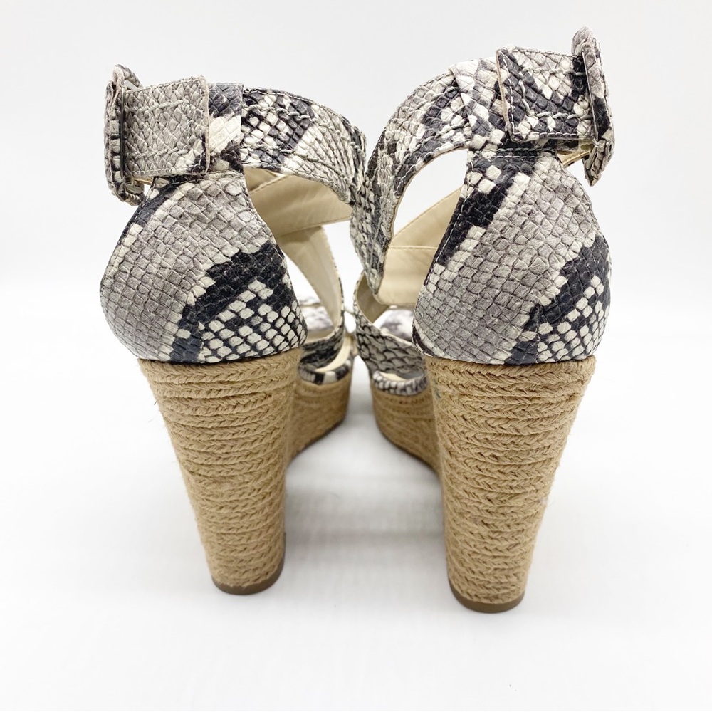 Marc Fisher Leather Animal Print Strappy Woven Heel Wedge 9 - Picture 12 of 14